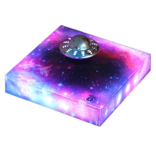 INOVAXION Levitating Floating UFO Lamp Lights, Magnetic Levitation Decor Display UFO, Unique Toy Gift for Desk,Room,Office, Rotating Illuminated UFO, RGB Galaxy Base, Touch Control