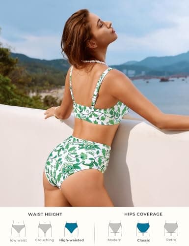 Hanna Nikole Bathing Suit for Women Tummy Control, Swimsuits High Cut, Tie Front Bikinis Cut Out - Thumbnail 4