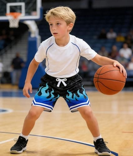 Cozople Boys Athletic Shorts Size 7 Blue Flame Football Jogger Shorts Lightweigh Mesh Shorts Casual PE Class - Thumbnail 6