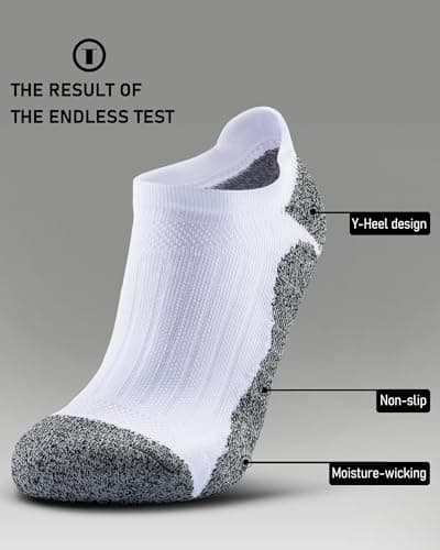 SITOISBE Men's No Show Compression Athletic Socks, Cushioned for Running Hiking, Large, White-8 Pairs - Thumbnail 5