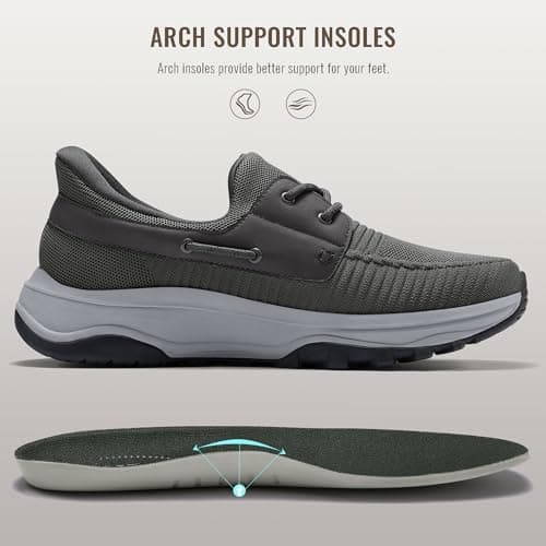 Coostar Slip On Shoes for Men Orthopedic Walking Shoe with Arch Support Hands Free Loafers Casual Dark Grey Size 9 - Thumbnail 5