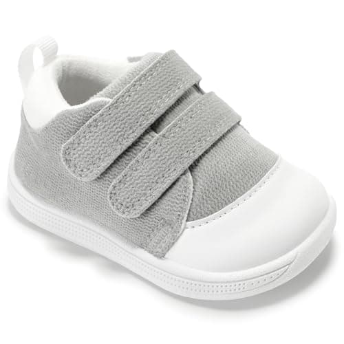 STQ Baby Shoes Boy 12-18 Months: Walking Shoes Babies 6-12 Months, Toddler Wide Toe Box Barefoot Newborn Infant Girls First Walking Sneakers Non-Slip Soft Lightweight Indoor Light Grey Toddler Size 6 - Image 1