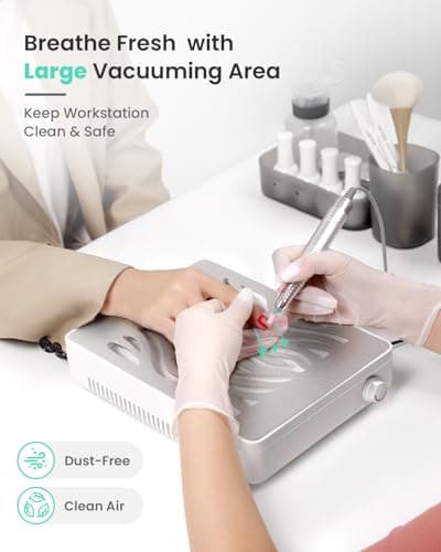 Nail Dust Collector-4000RPM Professional Nail Vacuum Dust Collector with Reusable Filter, 608Pa Nail Fan Dust Collector, Dual Voltage - Thumbnail 2