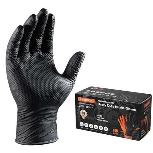 ANBOSON 10 Mil Diamond Textured Nitrile Gloves, Heavy Duty Disposable, Extra Thick, Latex & Powder Free, Chemical and Puncture Resistant, Ideal for Auto Repair, Cleaning, Painting, X-Large - Image 1