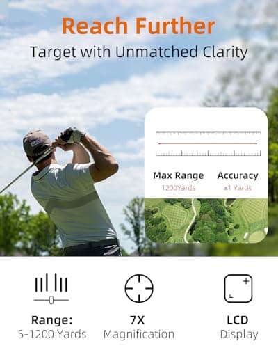Golf & Hunting Rangefinder with Rechargeable Battery, 5/1200Y Camo Laser Range Finder 7X Magnification, Distance/Angle/Speed/Scan Multi Functional Waterproof Rangefinder with Case - Thumbnail 3