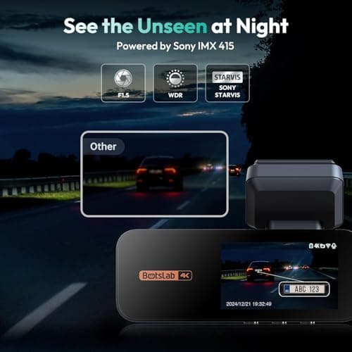 BOTSLAB 4K+2K Dual Dash Cam Front and Rear, Dashcam with Voice Control, STARVIS, ADAS Driver Alerts, Starry Night Vision, 24/7 Parking Monitor, 5.8GHz WiFi & GPS, Free 64GB Card, Loop Recording - Thumbnail 6