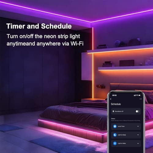 Ligency Smart Neon Rope Lights 16.4FT, RGBW Color Changing LED Strip, Alexa Google Assistant/App Control, IP65 Waterproof Flexible Light Strip for DIY Signs, Music Sync Gaming Room Decor - Thumbnail 4