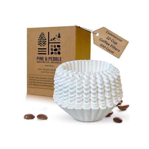 Pine & Pebble® 12-Cup Large Commercial Coffee Filters, 500 Count | Tall-Walled Basket Style (9.84" x 4.33") | No Grounds, No Mess | Fits BUNN & Standard Coffee Makers | Bulk for Cafés & Offices - Image 1