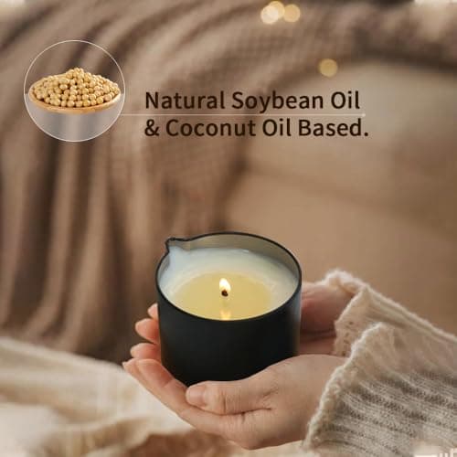 Scented Massage Candle 3 Pack Essential Oil Infused Body Lotion Oil 6.9oz - Thumbnail 6