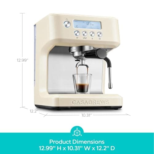 CASABREWS Ultra Espresso Machine with LCD Display, 20 Bar Espresso Maker with Powerful Milk Frother, Customizable Brewing Temperature, Barista-Level Latte and Cappuccino Machine for Home, Creamy - Thumbnail 3