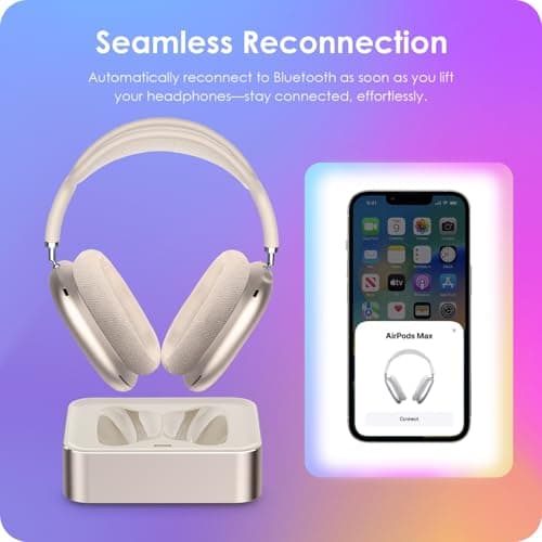 Headphone Charging Station for AirPods Max 2024 & 2020 - Magnetic Headset Charger Dock with Dual Connectors (Starlight) - Thumbnail 5