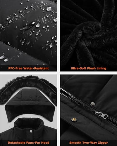 Venustas Women’s Long Heated Parka Jacket, 6 Heating Zones, Detachable Faux Fur Hood, Water-repellent Winter Coat - Thumbnail 4