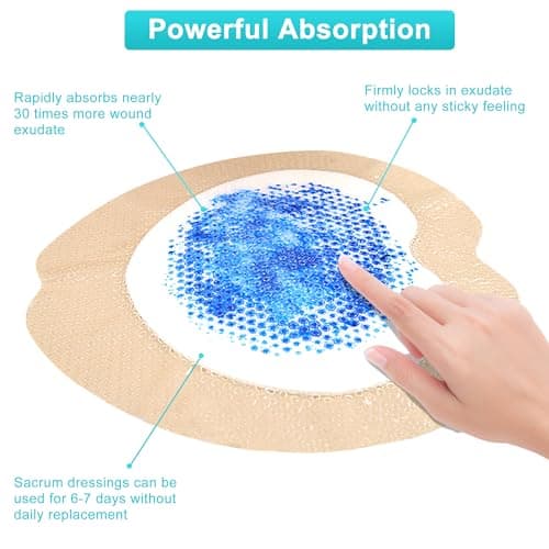 Sacrum Silicone Foam Dressing with Gentle Border, Sacrum Wound Bandages, Breathable Waterproof Sacral Dressing for Pressure Ulcers, Sacral Ulcers and Buttocks Bedsores (7" x 7", Pack of 5) - Thumbnail 4