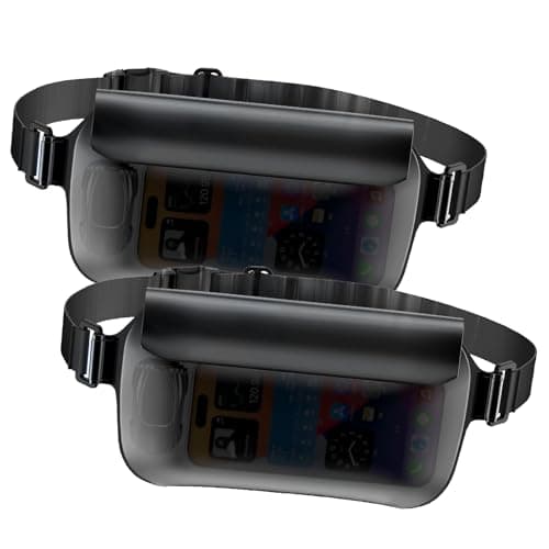 UOEPOWA Waterproof Waist Bag, Passport Wallet Tote, IPX8 Waterproof Rating, Underwater-Use Phone Pouch, TUP Dry Bag, Ideal for Diving, Swimming, Kayaking (2-Pack Set in Black) - Image 1