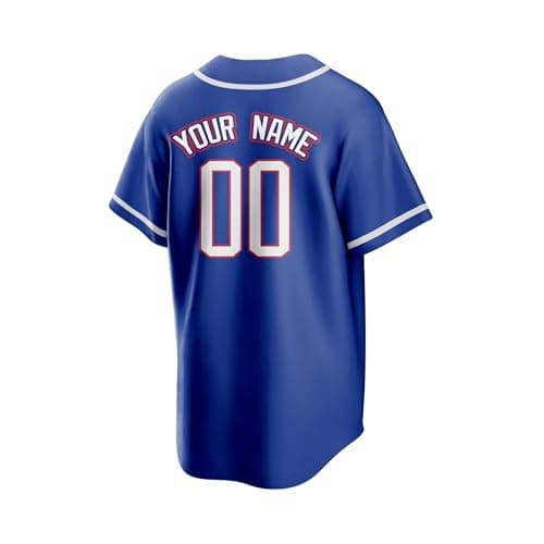 Blue White Team Name Custom Men Baseball Jersey Softball T Shirts Women Customized Youth Button Down Stitched or Printed Names Numbers Personalized Designs - Thumbnail 6