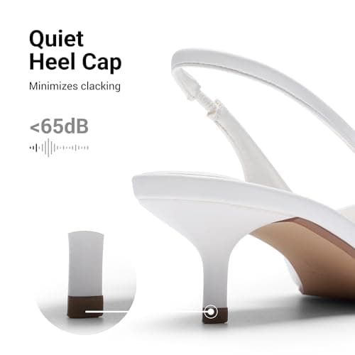 DREAM PAIRS Women's Kitten Heels Slingback Low Closed Toe Comfortable Pumps Pointed Toe Wedding Party Elegant Dress Shoes,Size 7.5,White,SDPU25093W - Thumbnail 6