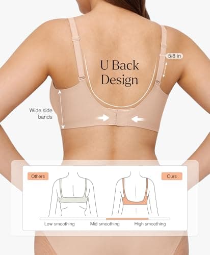 Seamless Bras for Women No Underwire Push Up Bra Comfy Wireless Supportive Bralettes Deep V Comfortable Tshirt Bra Beige - Thumbnail 3