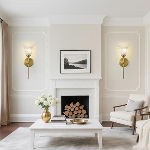 BOXCUPIN Modern Wall Sconces with Clear Flower Glass Shade 1 Pack, Mid Century Bathroom Vanity Wall Light Fixtures Gold Vintage Wall Lights with Switch for Mirror Bedroom Living Room - Thumbnail 6