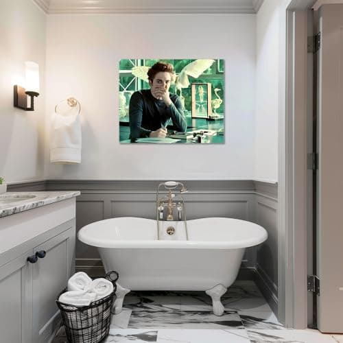 VYPEROCK Funny Framed Canvas Wall Art Bathroom Decor The Twilight Saga Movies Poster Print Edwards Oil Painting Humorous Picture Modern Artwork for Living Room Dorm Wall Home Decoration (16x20inch) - Thumbnail 3