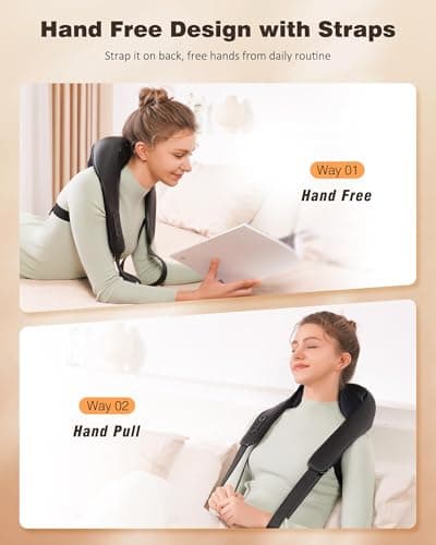 KNQZE Neck and Shoulder Massager with Heat, Cordless Back and Neck Massager, Upgraded Graphene Heating, 4D Shiatsu Deep Kneading Massage for Shoulder, Back,Leg,Pain Relief, Gift for Dad Mom (Black) - Thumbnail 4