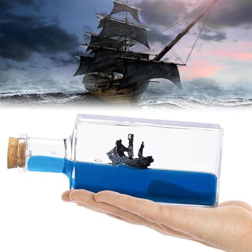 Cruise Ship Fluid Drift Bottle, Unsinkable Boat in a Box, Titanic Cruise Ship Model Liquid Wave Cruise Ship Decoration, Cruise Ship That No Longer Sinks Toy, for Car Display Cases and Gifts (Black-e)