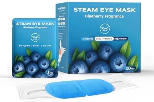 20 Packs Steam Eye Masks for Dry Eyes, Warm Compress Relief for Eye Fatigue & Puffiness, Sleep Heated Eye Mask, Disposable Travel Essentials, Spa Relaxation Gift Women, Party Favors Adults, Blueberry - Image 1
