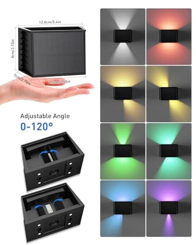 CORESLUX Solar Wall Lights Outdoor, Up and Down Outdoor Solar Lights, IP65 Waterproof Solar Powered, Color Changing Warm Cool Solar Sconce Lights for House/Backyard/Railing/Wall/Step/Patio - Thumbnail 5