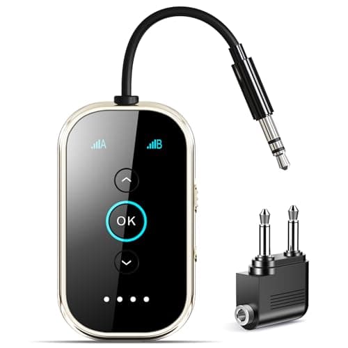 Ultra Bluetooth 5.4 Transmitter Receiver with CNC Metal & Glass – Airplane Bluetooth Adapter with Qualcomm aptX LL/HD, Works with 2 AirPods & Headphones, Wireless Audio Transmitter for Travel/TV/Gym - Image 1