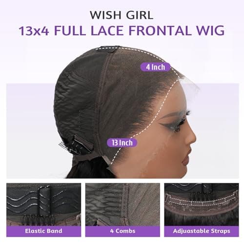 WISHGIRL Body Wave Lace Front Wig Human Hair SKINLIKE HD Lace Wigs 13x4 Full Frontal Lace Wig 0.10mm Ultra-thin Invisible Swiss HD Lace Front Wigs Frayed Ends Tiny Knots 200% Density Natural Color - Thumbnail 6