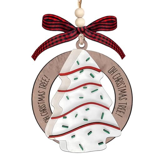 Little Christmas Tree Cakes, Food Ornaments, Wood Cheesecake Ornament, Baking Dessert Cake Ornament, Cute Christmas Ornaments - Image 1