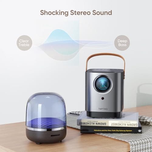 Mini-Portable-Projector, [Unique Handle Design] Mini Projector with WiFi and Bluetooth, 1080P Smart Portable Projector with Touch Screen, TOPTRO Outdoor-Movie-Proyector for Phone/TV Stick/PS5/Laptop - Thumbnail 5