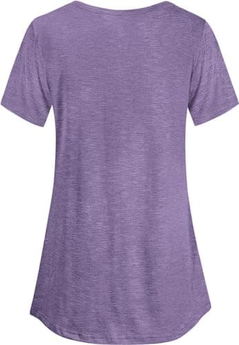 Quinee Postpartum Clothes Nursing Tops Breastfeeding Shirts Cute Maternity Tops Nursing Clothes for Breastfeeding Purple XXL - Thumbnail 5