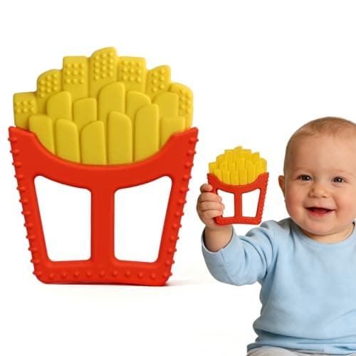 Chuya French Fries Teething Toy for Infants 0-18 Months, Silicone Baby Teether with Easy-Grasp Design, Sensory Toys Teething Relief,Gift for Boys Girls - Image 1
