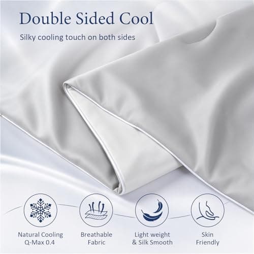 Vine Voice Cooling Comforter for Hot Sleepers, Queen 90x90, Silver Gray - Thumbnail 3