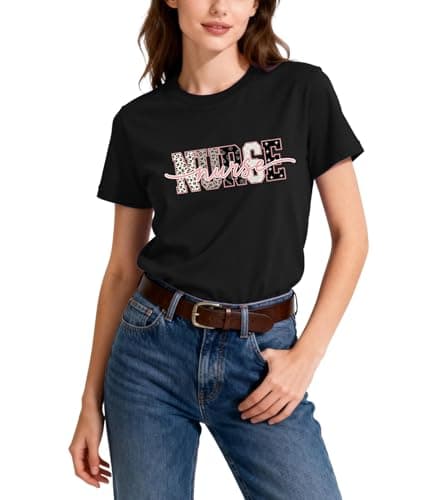 Nurse Shirt for Women - Leopard Print Nurse Life T-Shirt Short Sleeve for Nurse Week Gift - Thumbnail 2