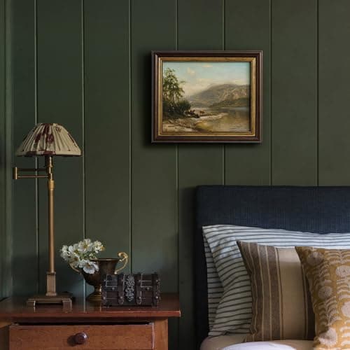Framed Canvas Wall Art Vintage Mountain Landscape, Cows Nature Wall Art, Rustic Country River Scene Canvas Prints Wall Art for Living Room Bedroom Home Decoration, 12"x10" - Thumbnail 6