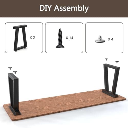 SNYXXOZ 16 Inch Coffee Table Legs Heavy Duty Square Metal Desk Legs, Workbench Dining Furniture Feets, Bar Height Table Legs,Adjustable Feet Pads Screws,1000 LBS, Black, Set of 2,Trapezoid - Thumbnail 6