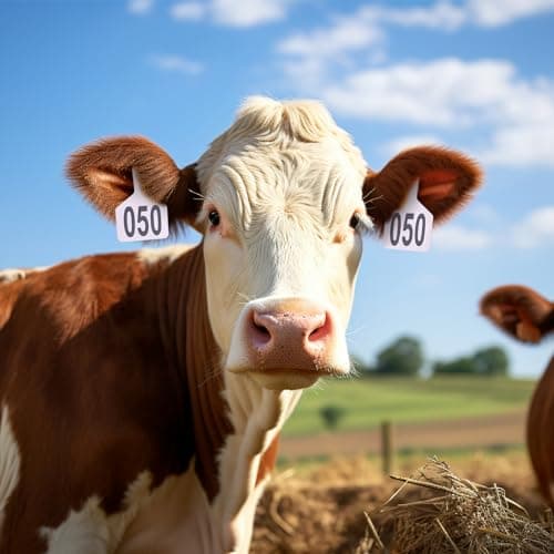 Cattle Ear Tags with 001-050 Numbers Large 1-Piece Z Livestock Ear Tags for Cow Goat Sheep Pig Calves Dog,Animal ID Identification Tag 4.4"x 3",White - Thumbnail 4