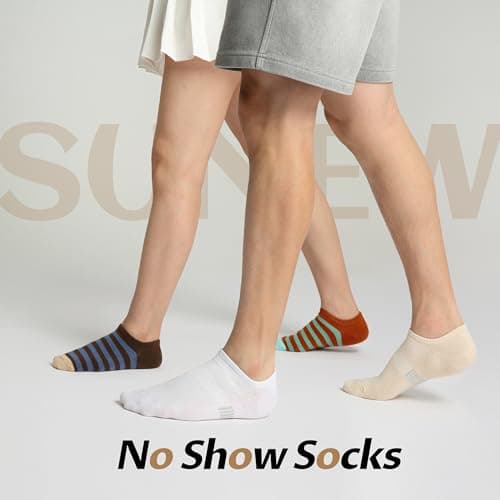 Sunew No Show Liner Socks Women Men Low Cut Invisible Socks for Casual Shoes 8 Pairs White Medium - Thumbnail 3