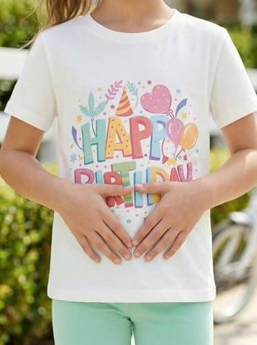 Birthday Girl Shirt for Girls Cute Graphic Tee Short Sleeve Casual Top for Kids Age 5-14 Birthday Party Outfit - Thumbnail 3