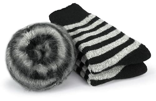 BomKinta Thermal Socks Men - Winter Warm Socks for Cold Weather Crew Socks - Cozy Soft Thick Christmas Boot Socks Striped Black Size 7-11 - Thumbnail 4