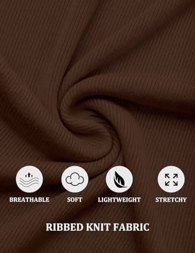 GKBK Womens Short Sleeve Tops Ribbed Scoop Neck Fitted Casual Henley T Shirts Basic Tee Tshirts 2025 Spring Summer Trendy Tops Coffee L - Thumbnail 5