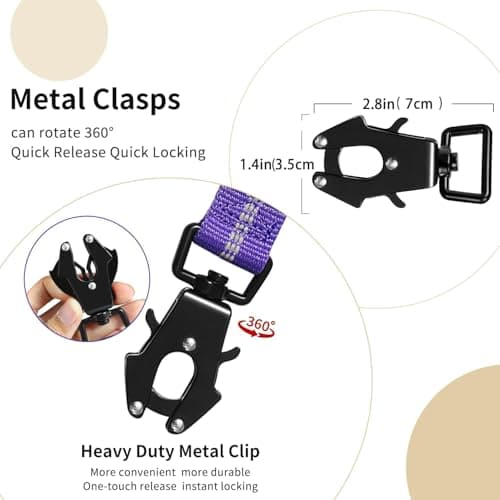 Heavy Duty Bungee Dog Leashes, 4-6FT Shock Absorbing Tactical Dog Leash with 2 Padded Handles, Metal Carabiner Clip,Car Seatbelt, Reflective Dog Leash for Medium Large Dogs (Purple) - Thumbnail 2