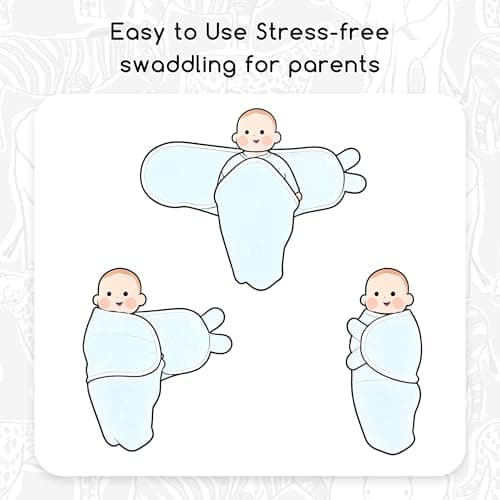 CIVARUA KIDS Baby Swaddles for Newborn Organic Cotton,Soft & Snug Newborn Velcro Swaddle 0-3 Months Sleep Sack Helps Calm Startle Reflex, 2-Pack Wrap Nursery Swaddling Blankets Elephant - Thumbnail 6