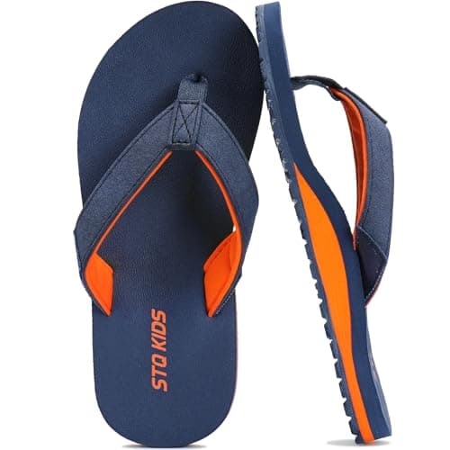 STQ KIDS Flip Flops for Boys Girls Kids Beach Sandals with Arch Support Non-Slip Fashion Summer Pool Sandal Outdoor Intdoor Swim Bath Shower Shoes Navy Size 12 Little Kid - Image 1