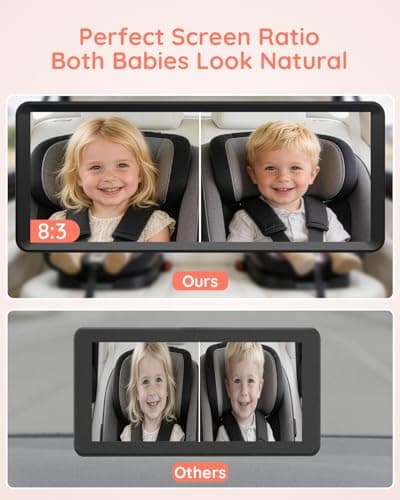Babyvue BV3 MAX Dual Car Camera Baby Monitor with Recording, 7.2" Split Screen Backseat Camera, 1080P IR Night Vision, Easy Setup for Twins & 2 Kids - Thumbnail 4
