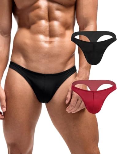 Men's Thong G-String Underwear Soft Stretch Brief Bulge Pouch Underwear - Image 1