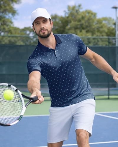 KUYIGO Men’s Golf Polo Shirt Quick Dry Breathable Moisture Wicking UPF 40+ Printed Short Sleeve Performance Shirt,L - Thumbnail 6