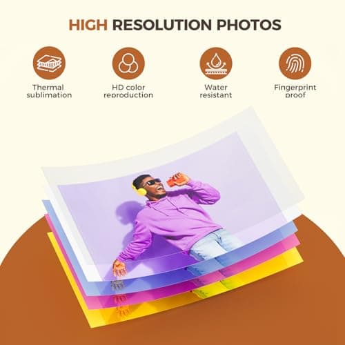 iDPRT 4×6 Photo Printer, Portable Color Picture Printer, Thermal Sublimation Mini Picture Printer, Bundle 108 Sheets Photo Paper & 2 Ribbon Cassette, Photo Printer for iPhone & Android - Thumbnail 3