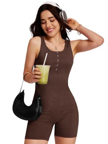 VUTRU Womens Jumpsuits Shorts Rompers Workout One Piece Bodysuits Ribbed Yoga Summer Vacation Outfits 2026 - Thumbnail 4